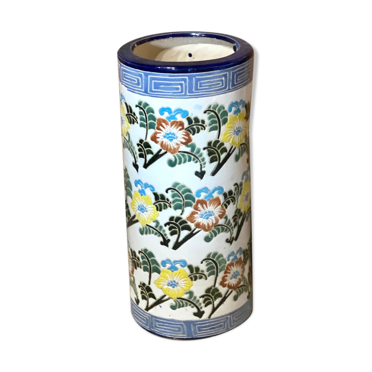 Enamelled ceramic umbrella stand