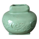 Vintage vase, handmade pottery, mint green, slow country decoration