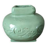 Vintage vase, handmade pottery, mint green, slow country decoration