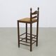 4x Vintage Bar Stool in Wood and Rush, 1970s