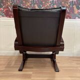 Pair of "Scandinavian design" leather armchairs, 1950s "Ingmar Relling" style.