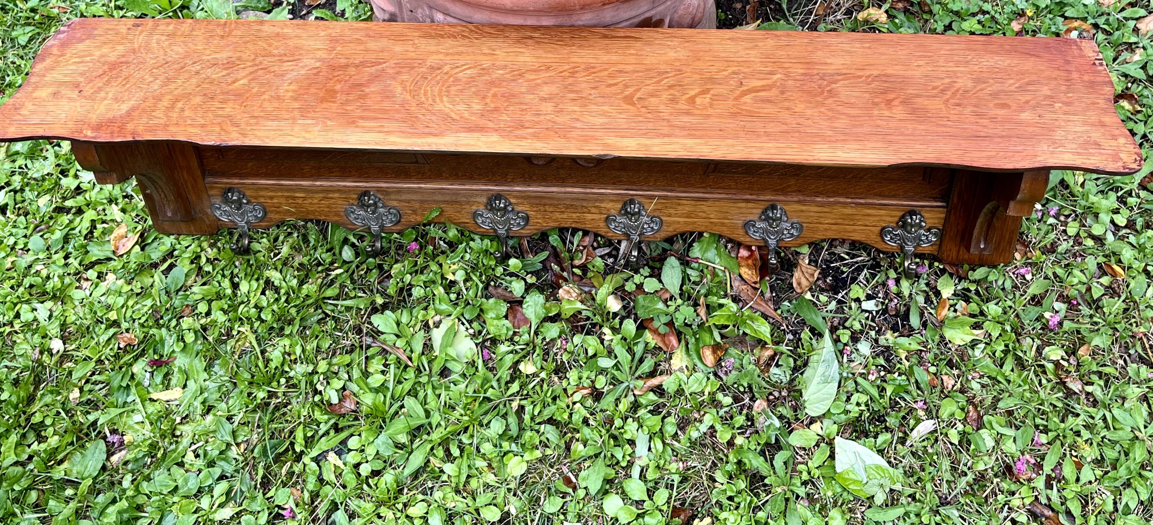Wall coat rack - 6 hooks - Oak
