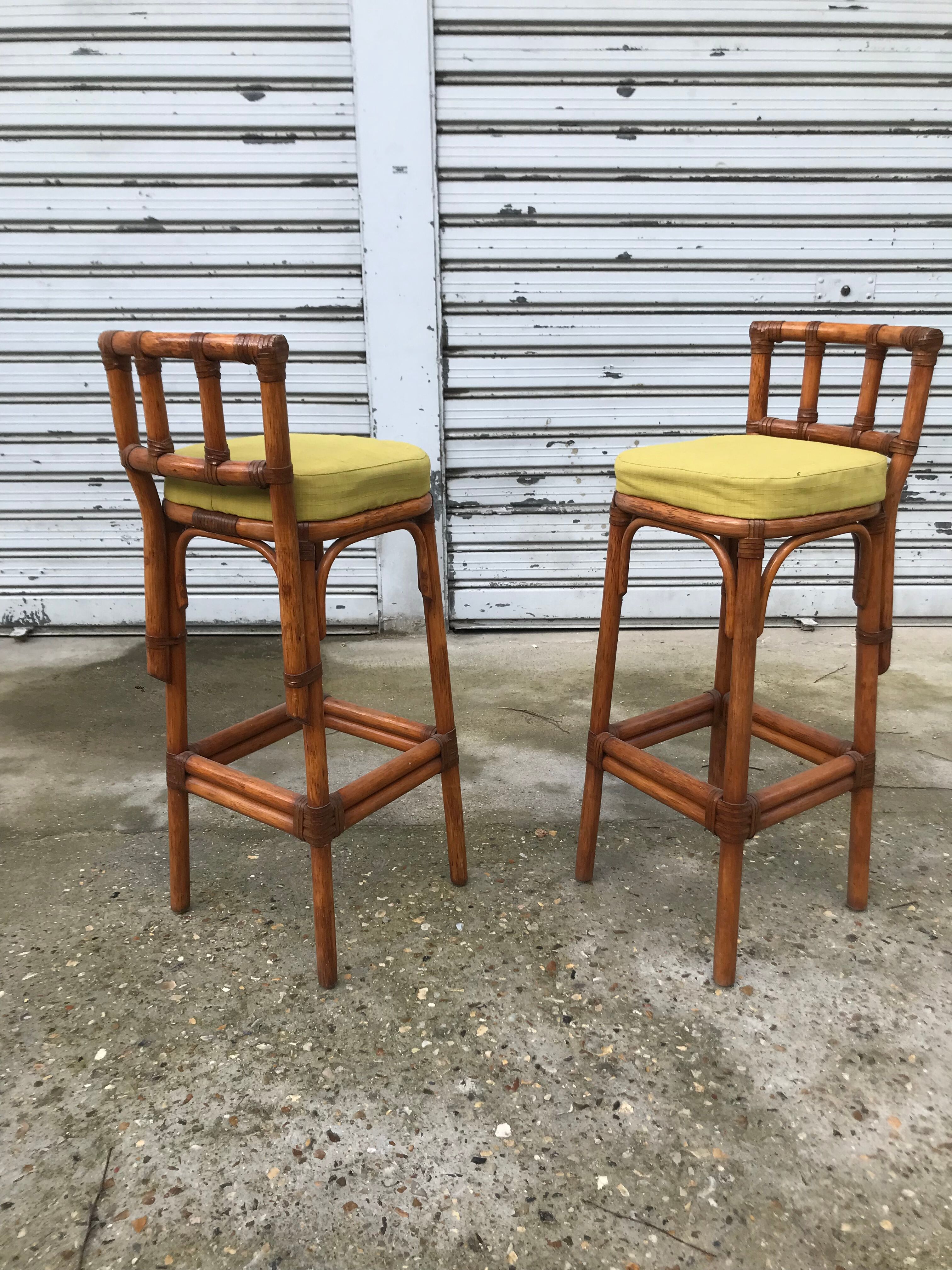 Pair of rattan stools