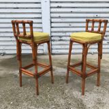 Paire de tabourets en rotin