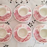 Vintage red earthenware coffee set, Swiss Landscape, Italy