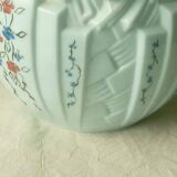 Blue opaline vase with pine cone decor, art deco period