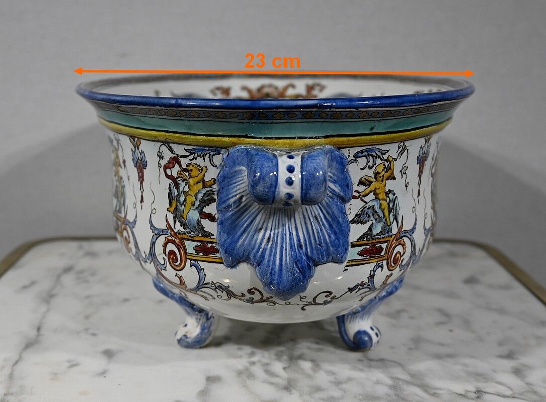 Gien earthenware planter, renaissance style – early twentieth century