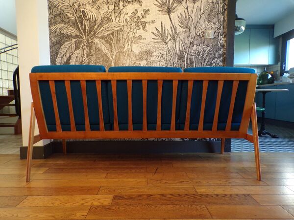 Canapé scandinave 3 places  jersey bleu