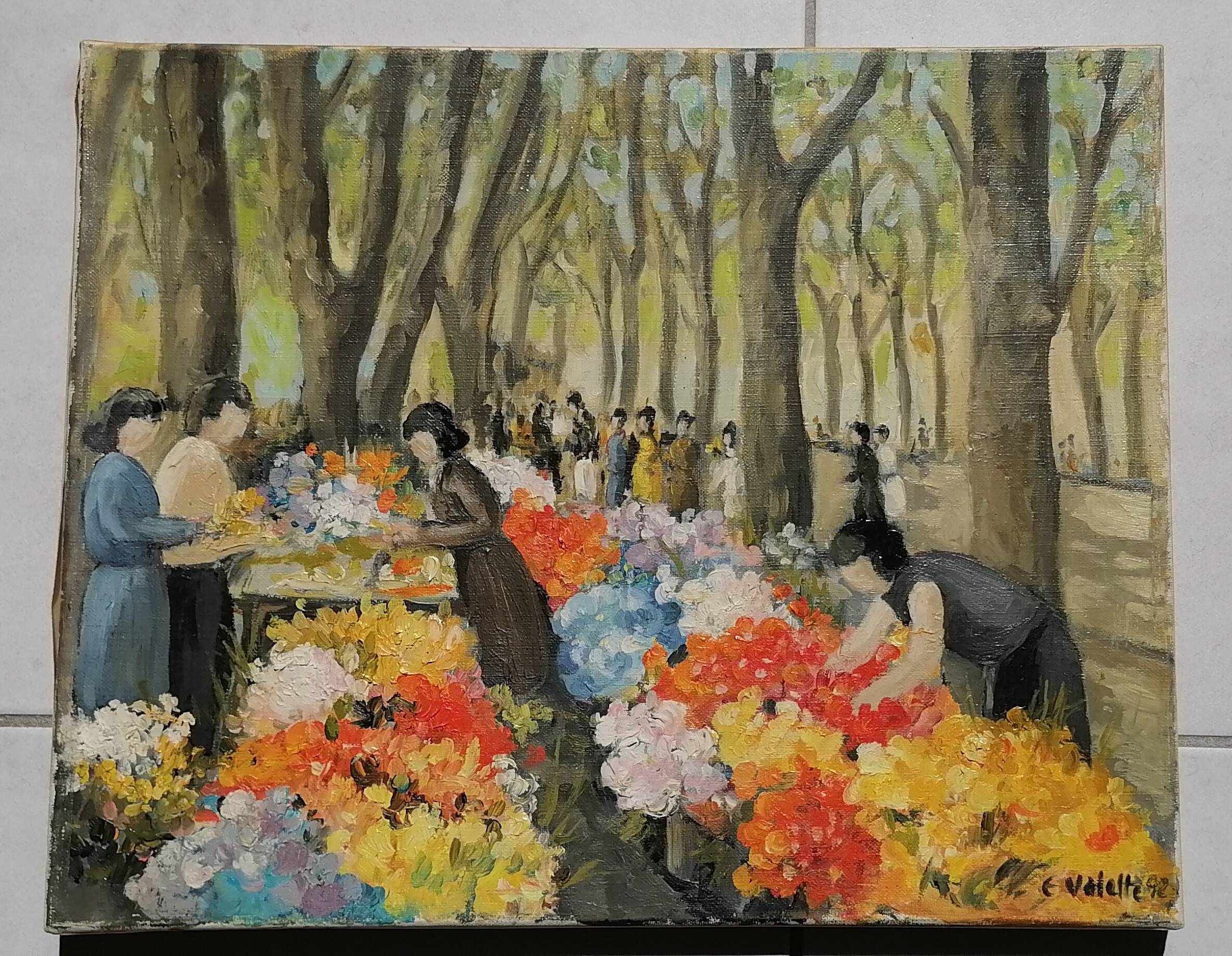 Painting "the flower market" by Béziers