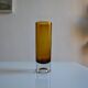 Vintage 70s 1970s roll vase, two-tone amber blown glass