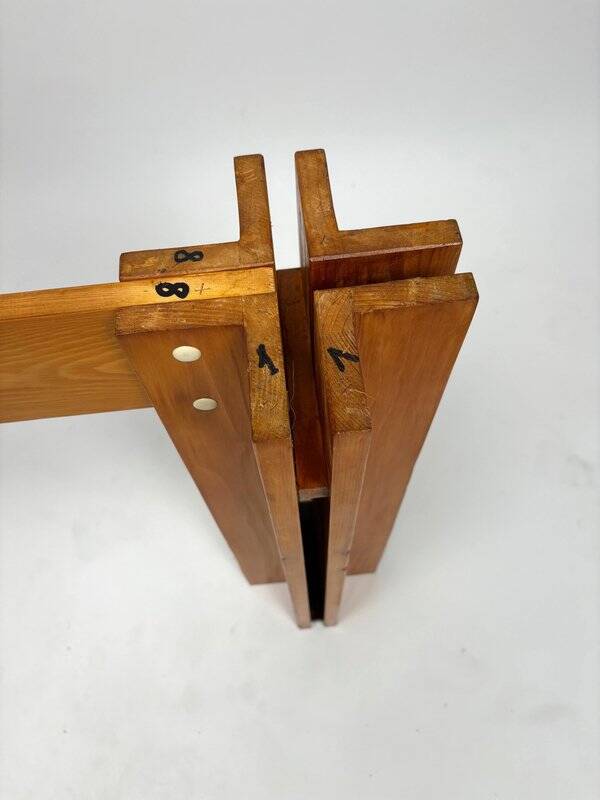 Wooden Quatour Table attributed to Carlo Scarpa for Gavina, Italy, 1973
