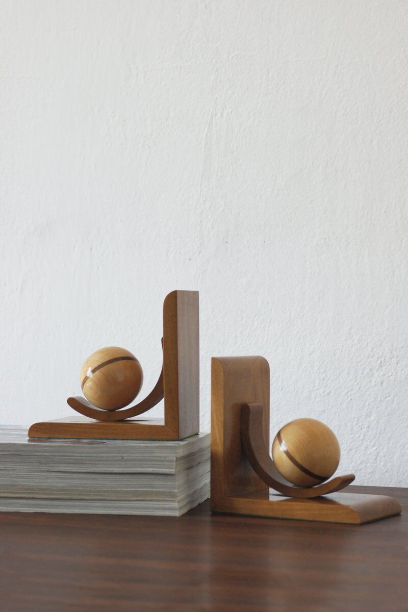 Mid-century modern wooden bookends, 1940s, set of 2