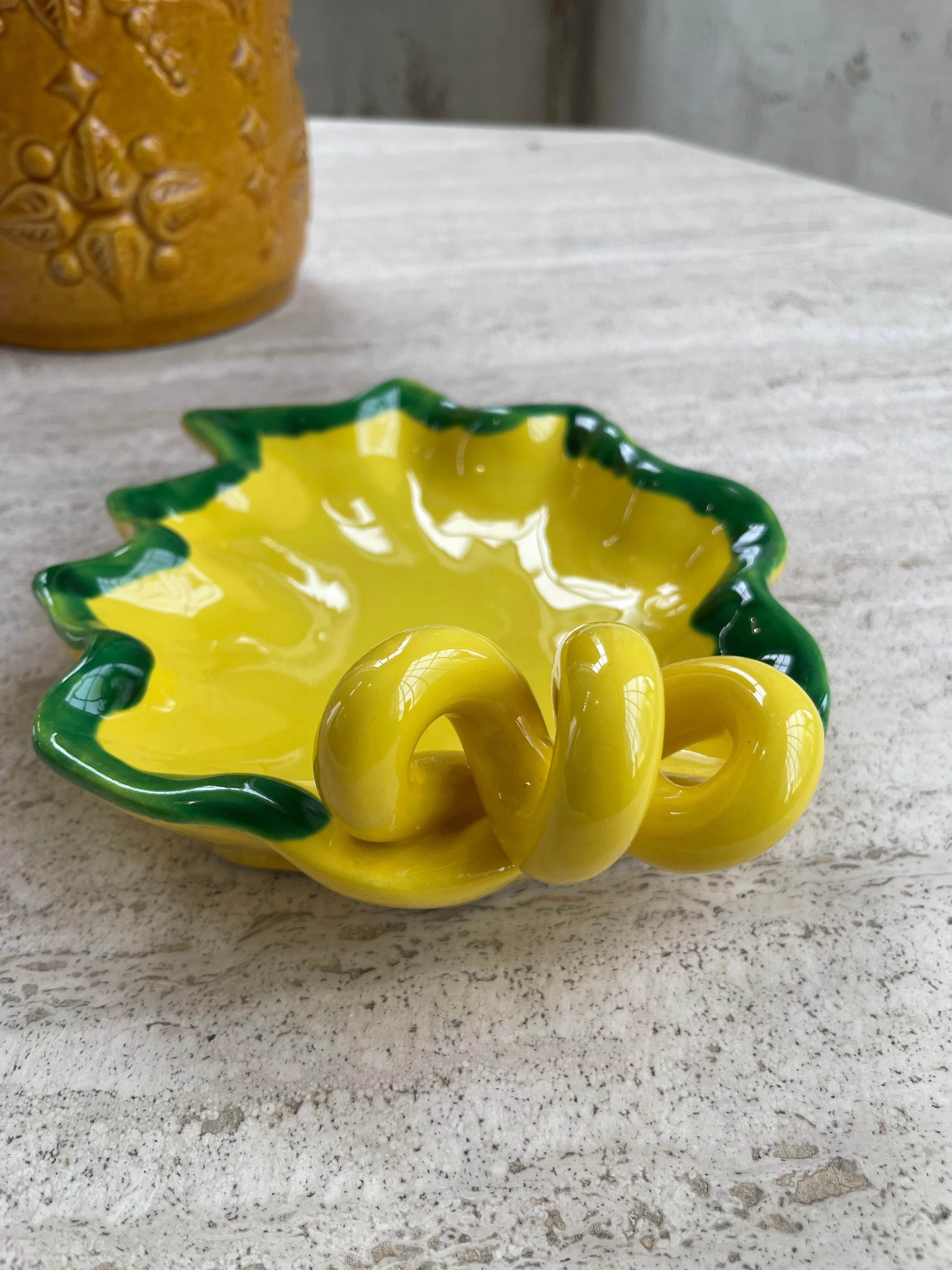 Ceramic yellow vallauris dish