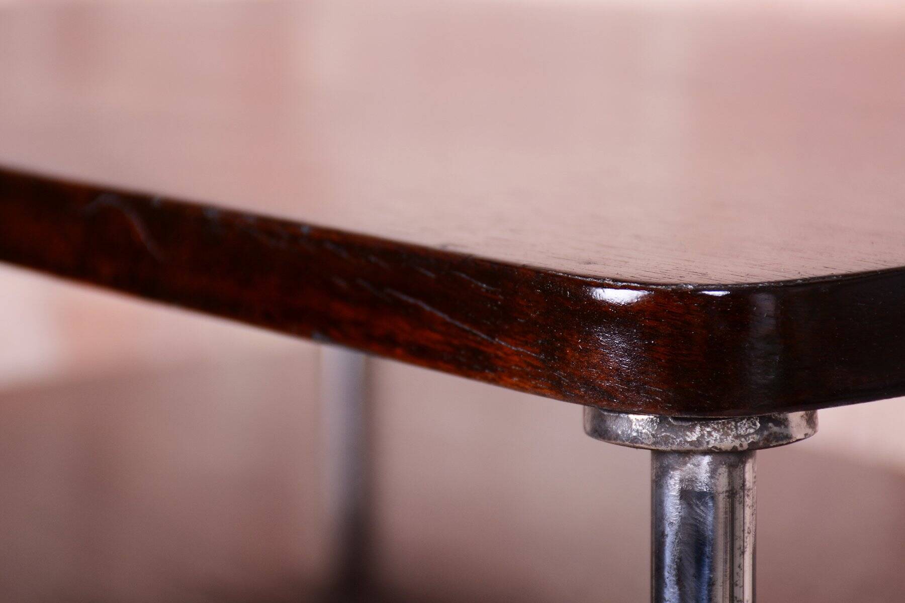Bauhaus Czech Side Table in Walnut and Chrome from Mücke Melder, 1930s