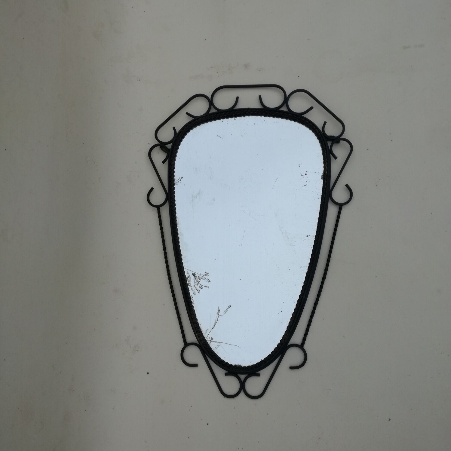 Rearview mirror with black metal frame, 1950