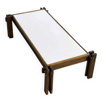 Rectangular coffee table from the 50s-60s in wood and white Formica