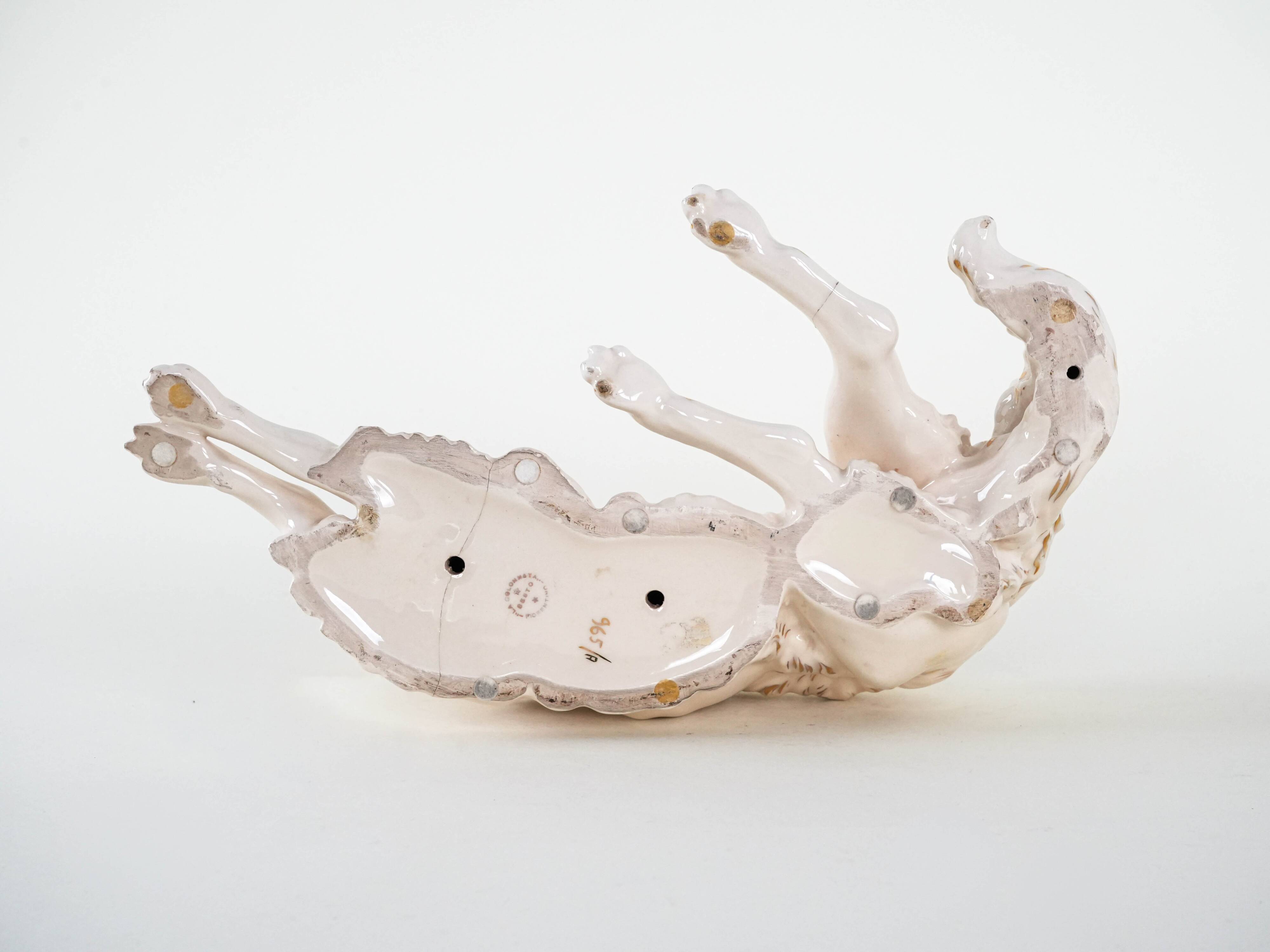 Porcelain figurine of a Borzoi dog, 1960s, made in Europe