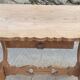 Lyre leg table in natural wood, one drawer, vintage