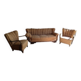 3-seater sofa set and two Scandinavian style armchairs from the 50s.