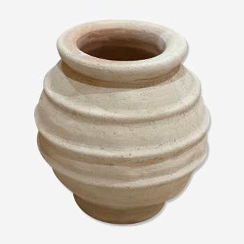 Pot rustique jarre vase terre cuite blanchie