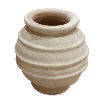 Pot rustique jarre vase terre cuite blanchie
