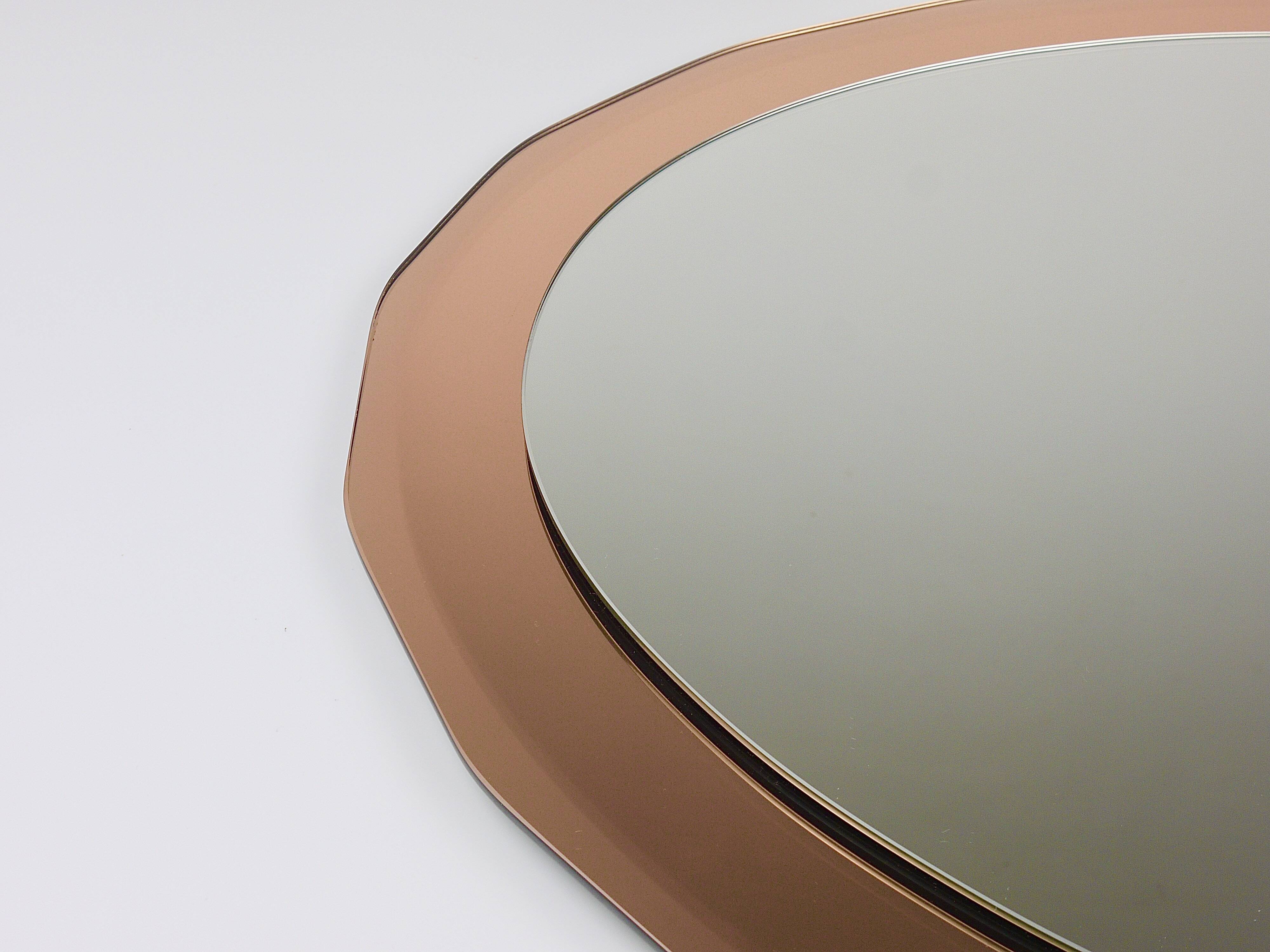 Cristal Arte Pink Oval Rosé Mid-Century Wall Mirror, Italy, 1960s