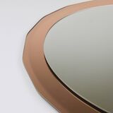 Cristal Arte Pink Oval Rosé Mid-Century Wall Mirror, Italy, 1960s