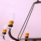 Certified Maison Lunel, bronze chandelier six lights, France mid-century