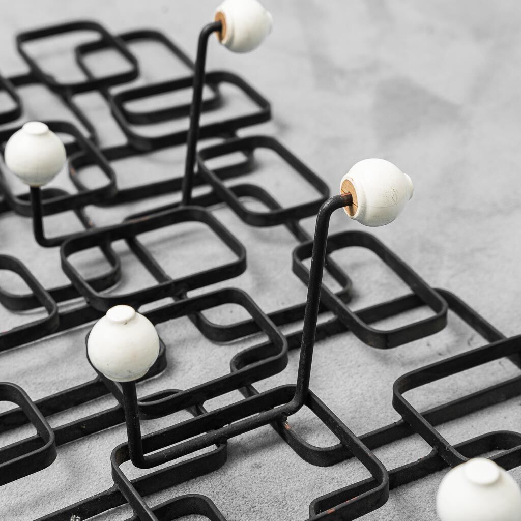 Vintage wall coat rack in metal, 1970s modernist