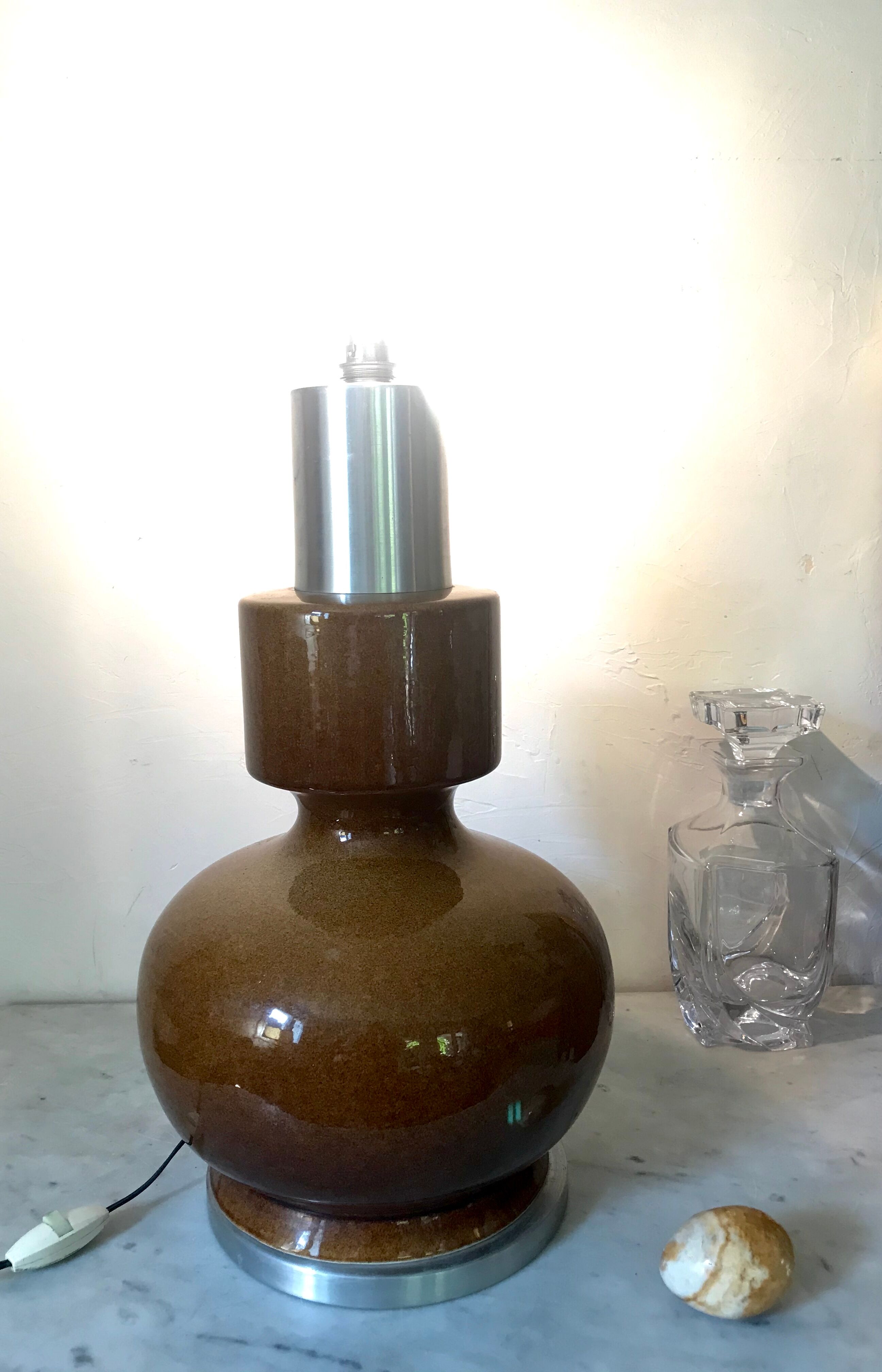 Ceramic and aluminum lamp foot brushed 46cm