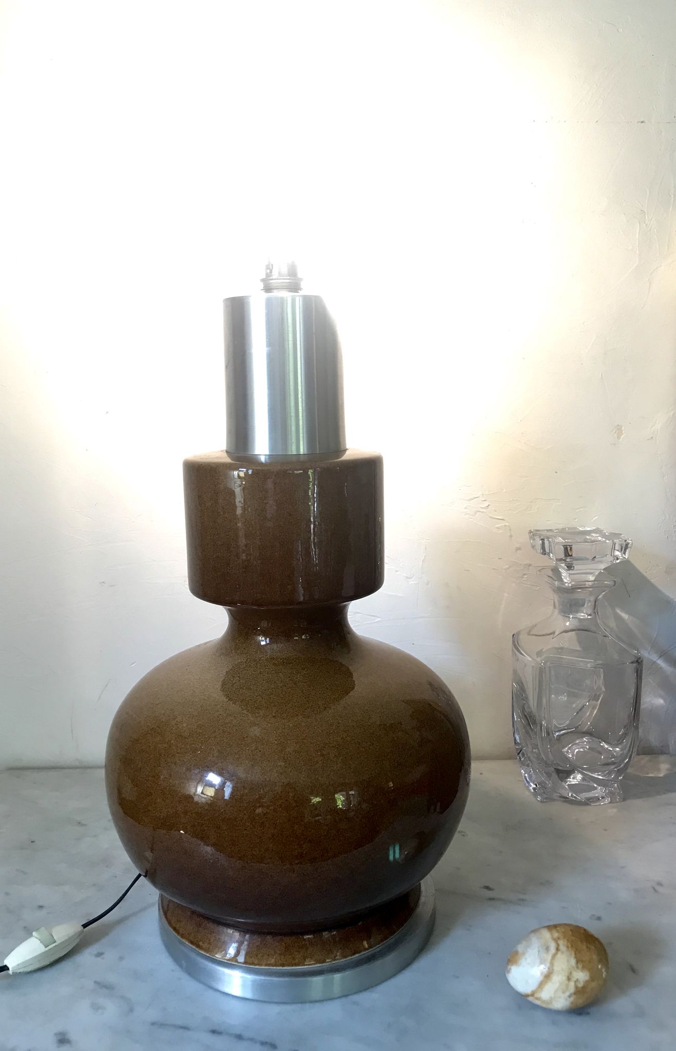 Ceramic and aluminum lamp foot brushed 46cm