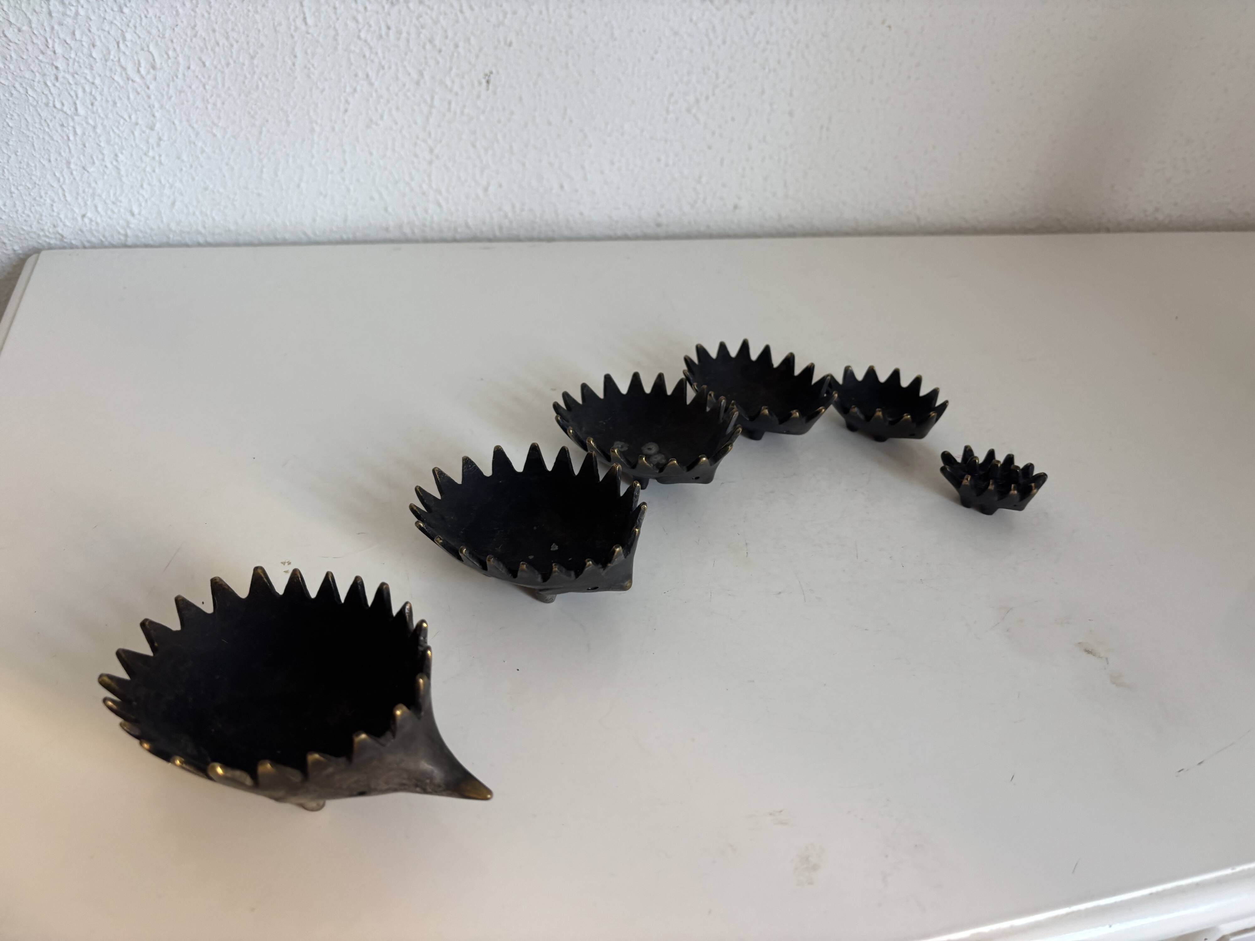 Vintage 1950 hedgehog ashtrays by Walter Bosse for Hertha Baller