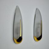 Pair of sconces "ears" idearte, glass and metal, Spain 1980