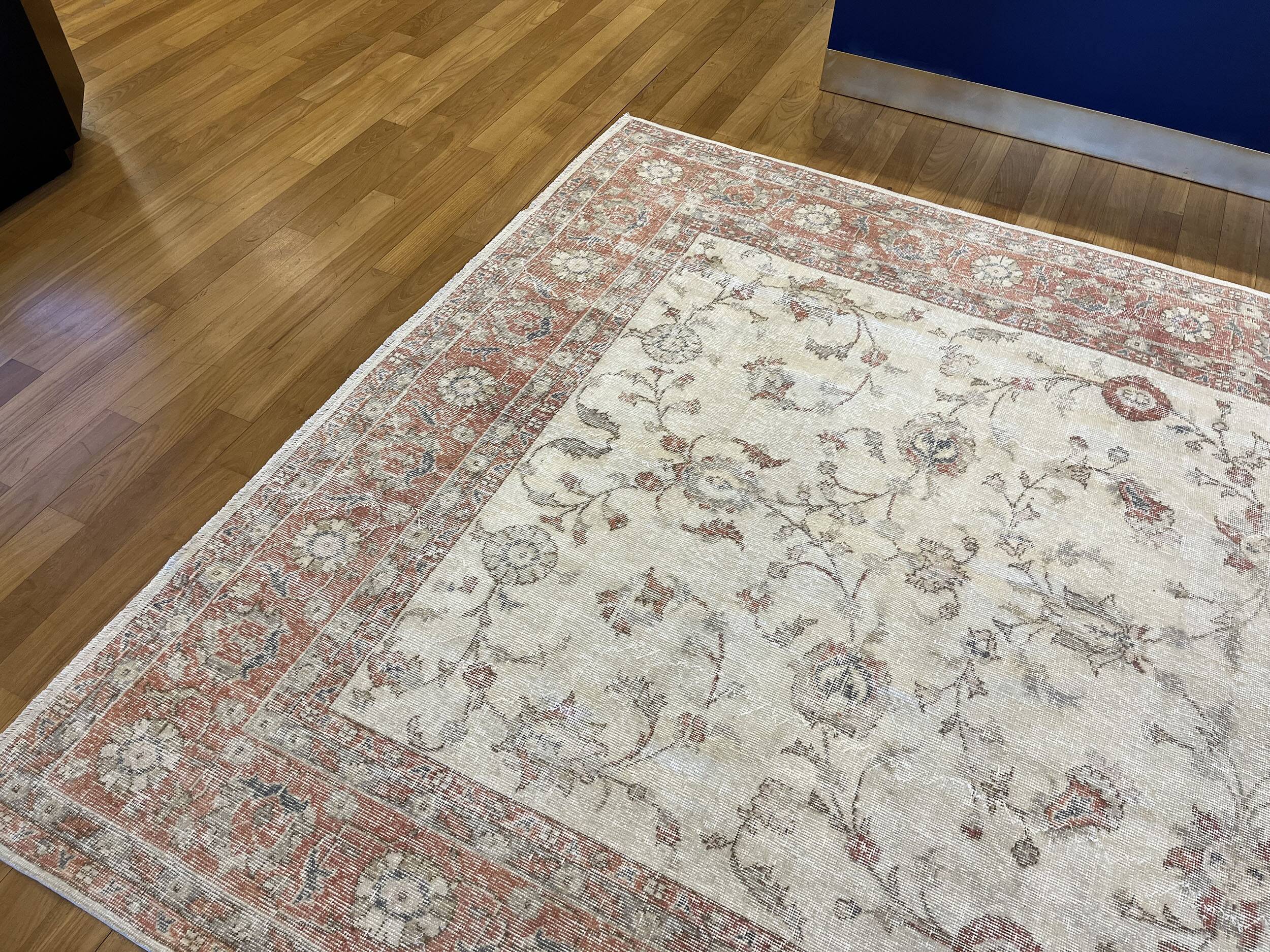 Vintage Large Pastel Carpet with Flowers