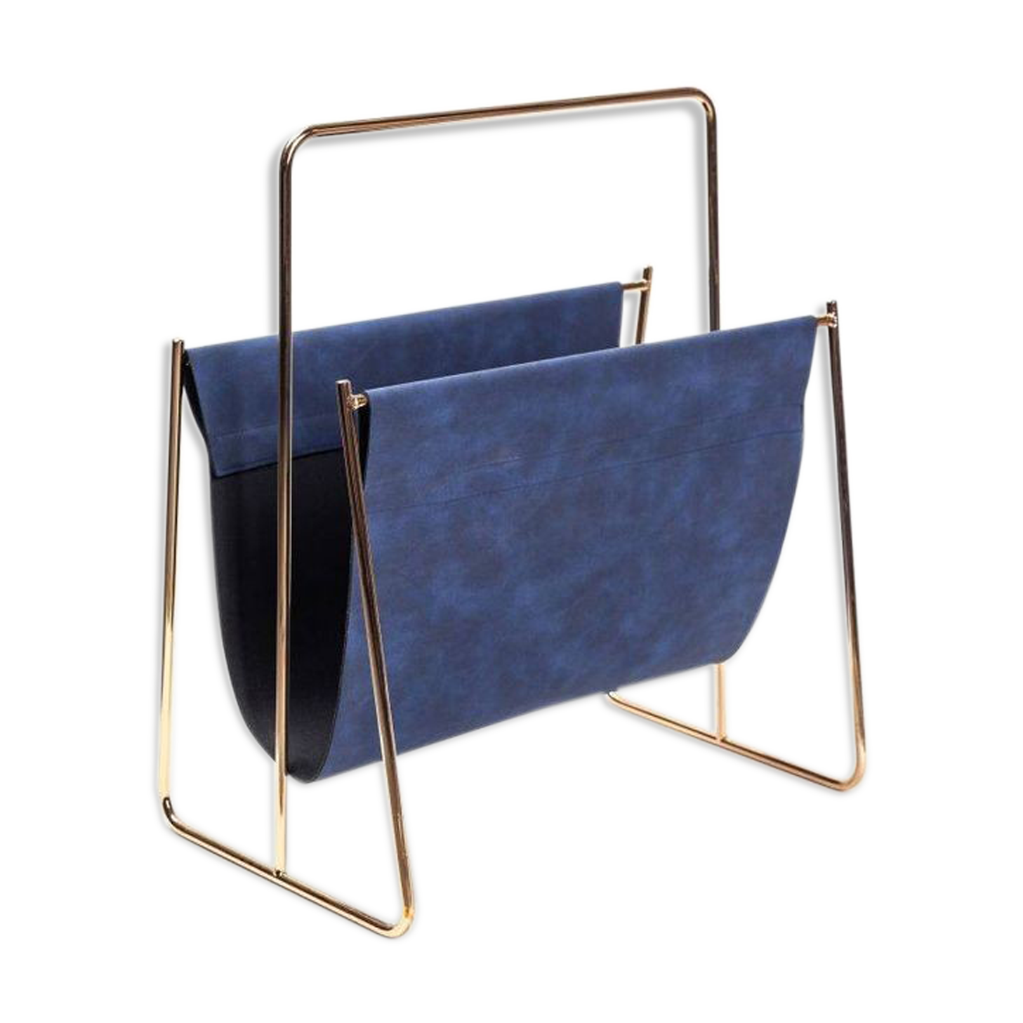 Porte-revue cuir bleu