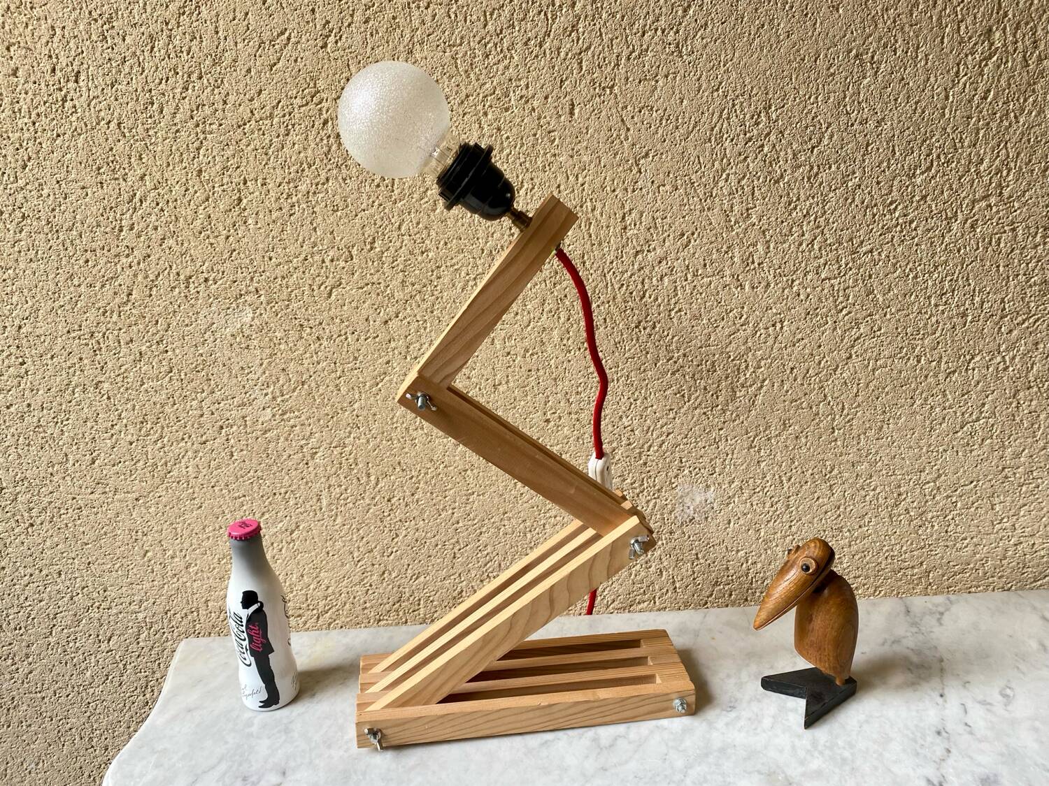 Accordion lamp, vintage Scandinavian design from the 90s, modernist design.