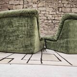 Paire de chauffeuse velour vintage 1970"