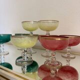 Multi-colored Venetian crystal ice cream cups