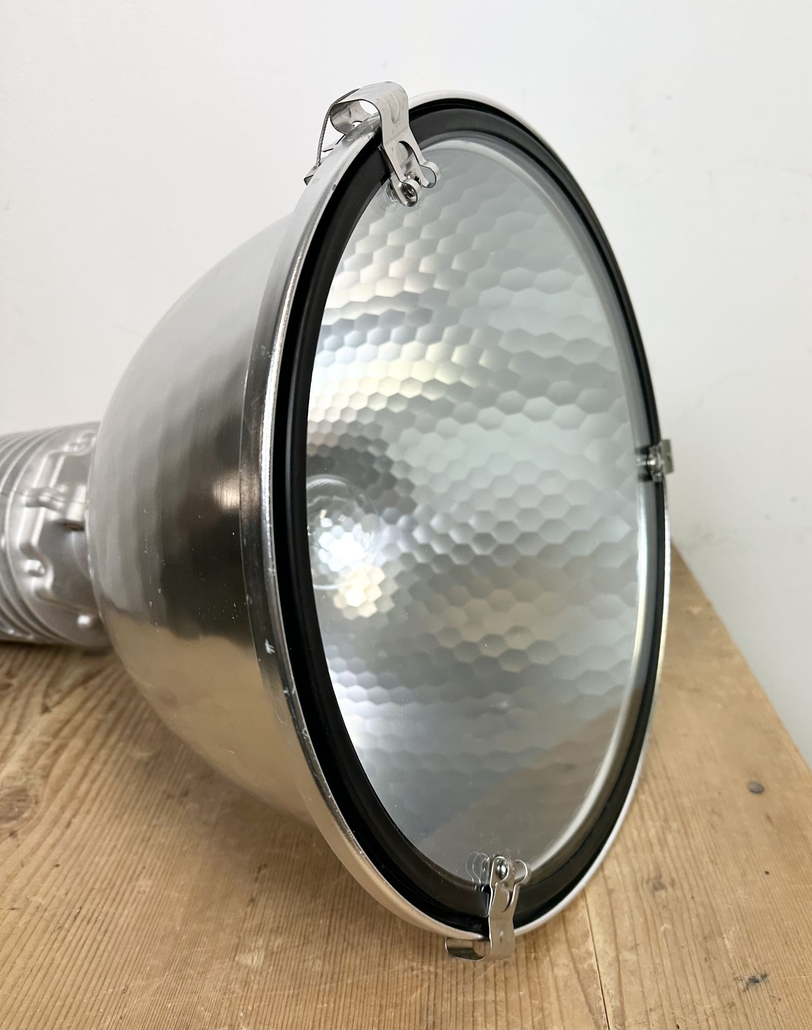 Industrial pendant lamp with glass cover by charles keller for zumtobel, 1990s