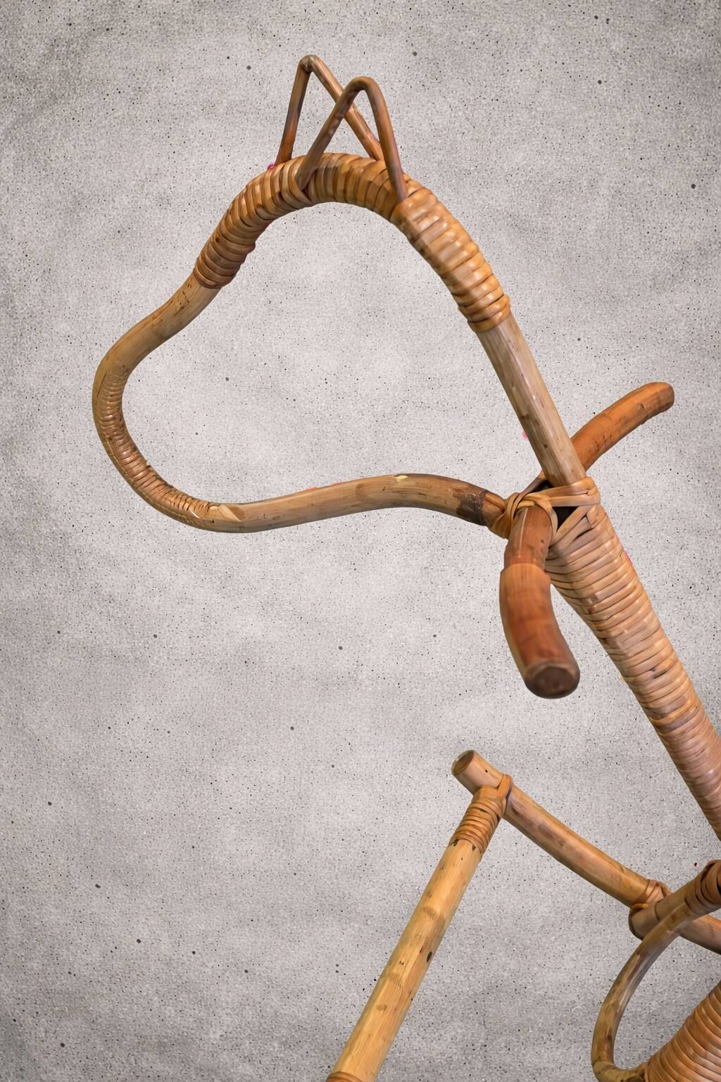 Vintage 1960s/70s rattan and bamboo rocking horse