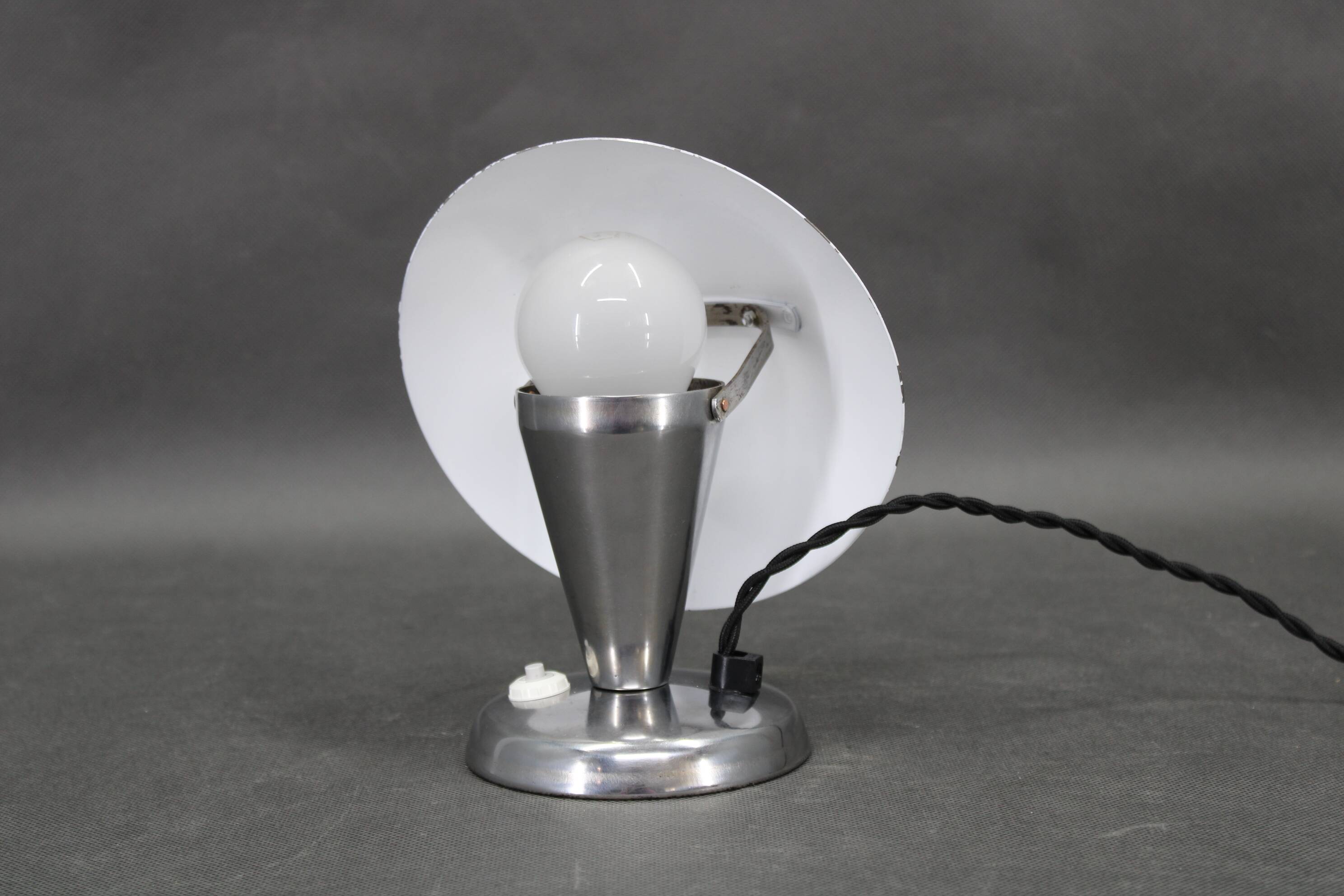 Bauhaus adjustable chrome mushroom table lamp, Czechoslovakia, 1930s