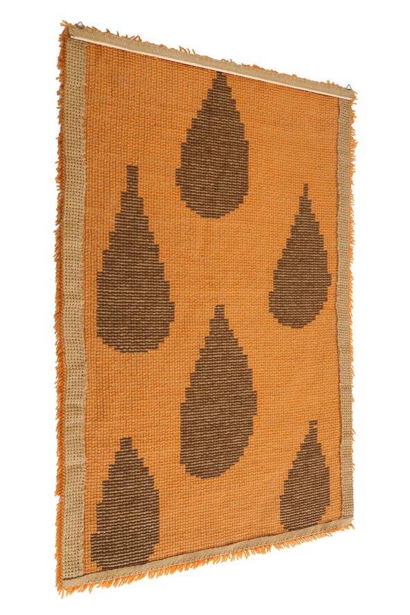 Big Danish mid-century wool tapestry / wall rug with drop motif / 1970s