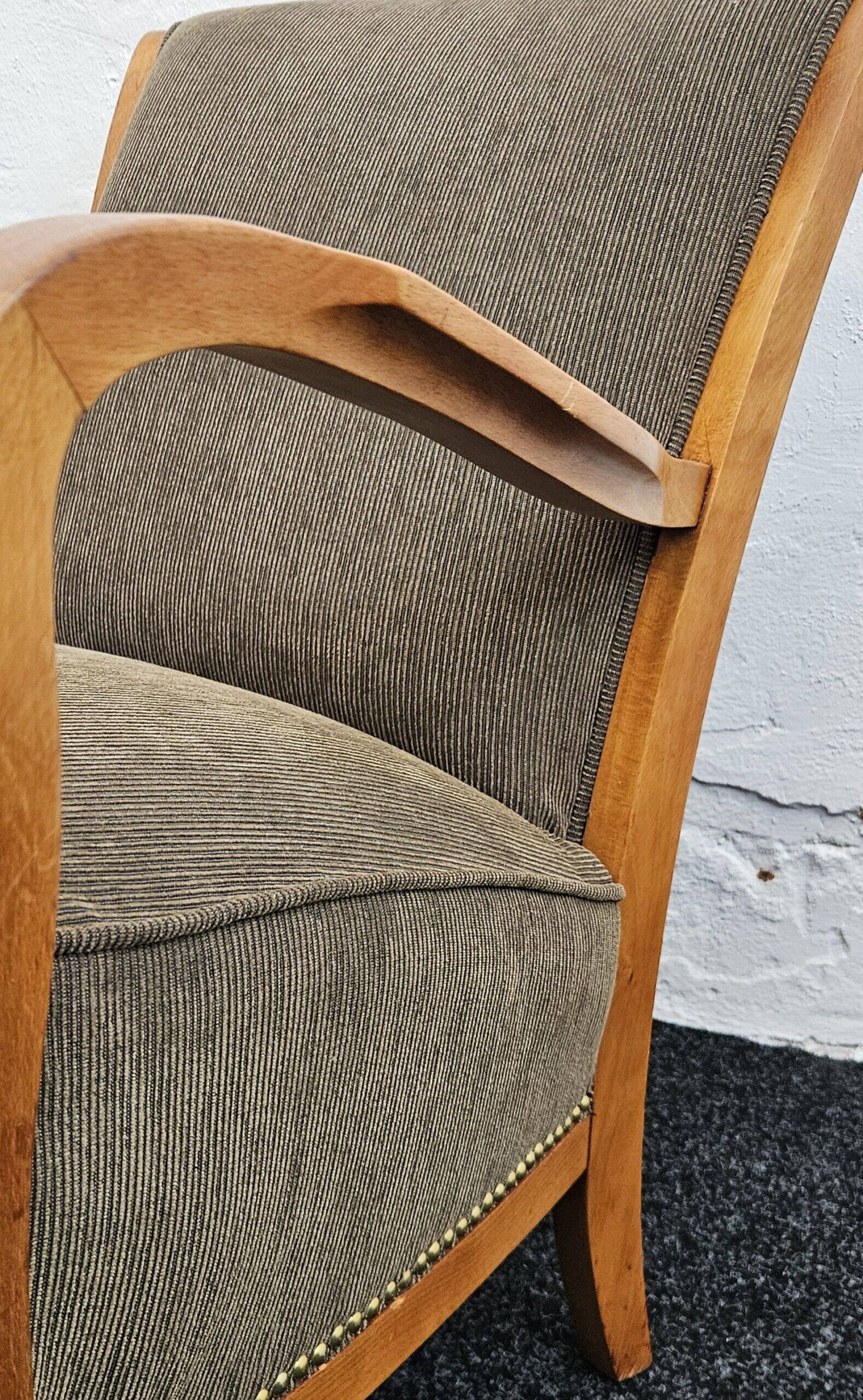 Chaises en bois d'orme art déco du milieu du siècle avec tapisserie fendi, 1940