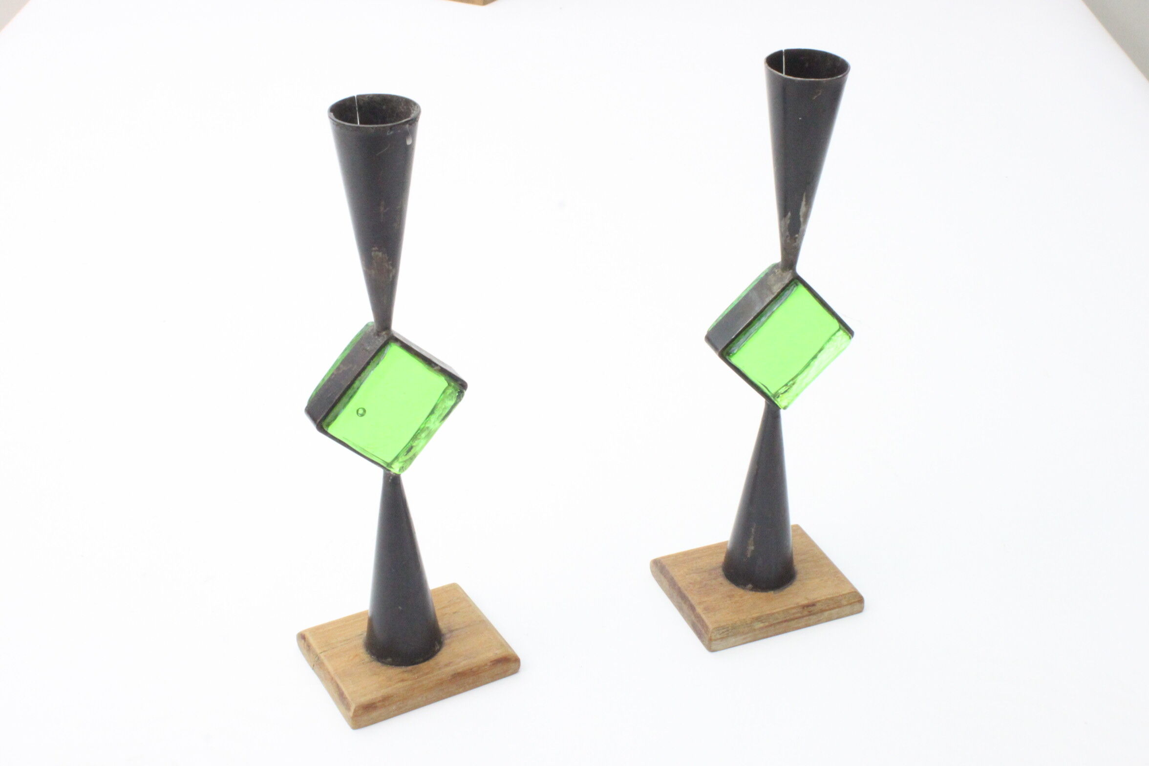 Wrought iron candle holders by Erik Hoglund & Pierre Forsell  for Bo Svensk, Sweden 1950s.