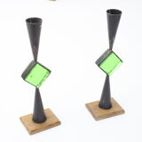 Wrought iron candle holders by Erik Hoglund & Pierre Forsell  for Bo Svensk, Sweden 1950s.