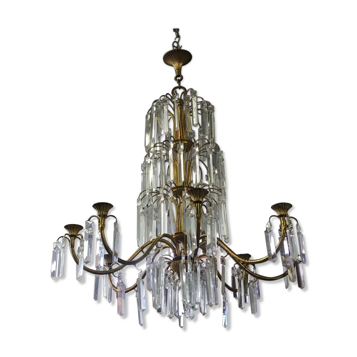 Lustre en laiton et pampilles