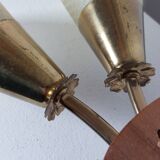 Vintage wall lamp from the 1950s in brass with flower decoration.