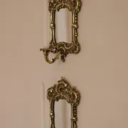 Pair of Mid-Century Swedish Brass Sconces with Mirror