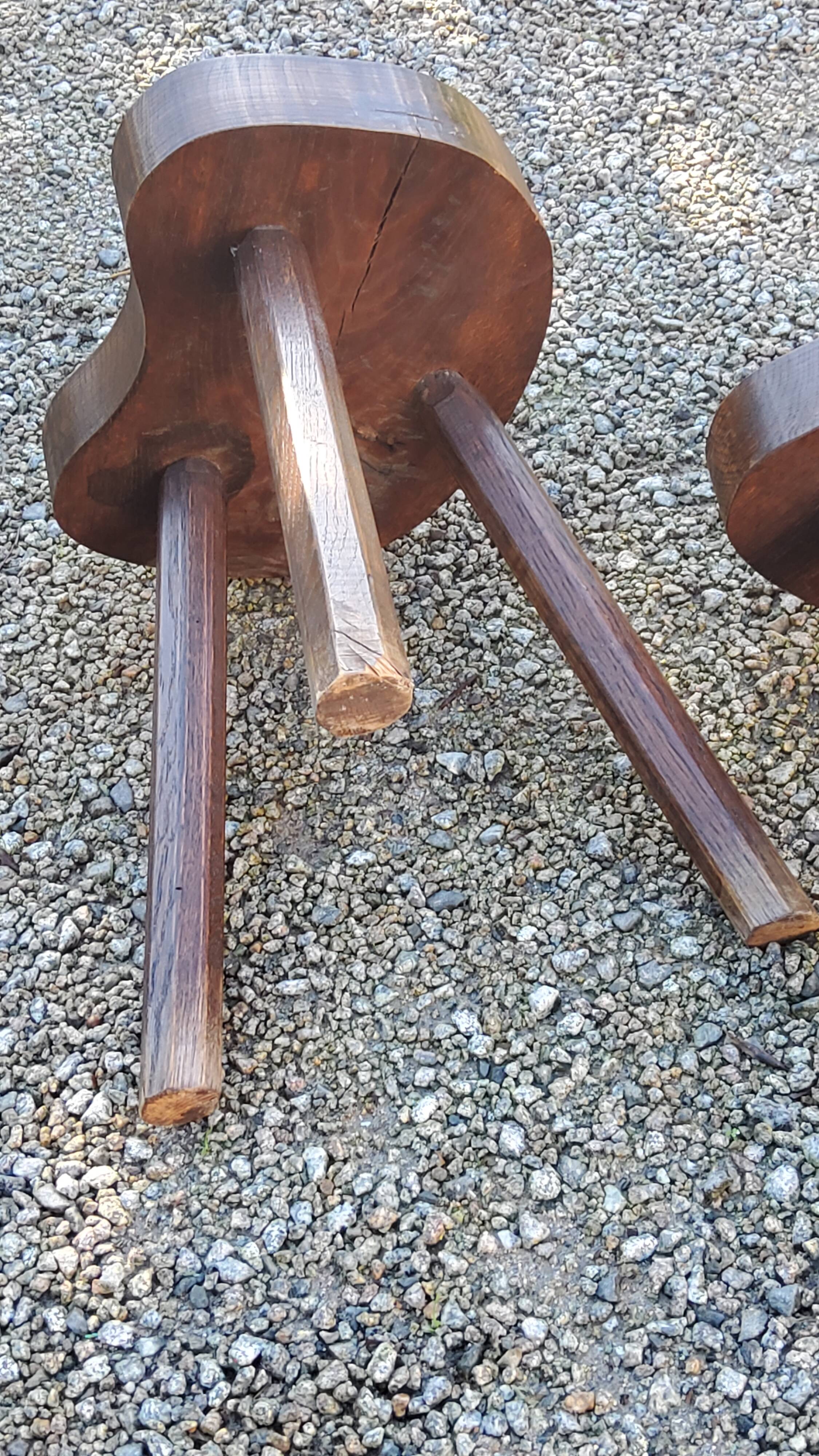Pair of vintage shepherd stools in solid oak