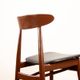Set of 6 Thonet dining chairs, in brown lacquered wood and black leatherette, 1960.